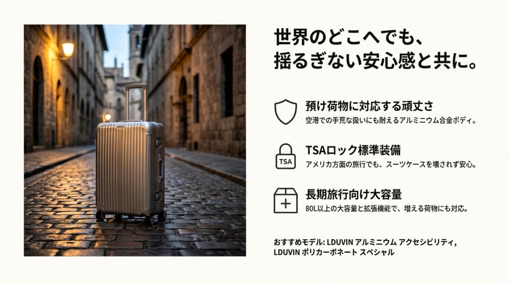 海外旅行用のスーツケースを選び方