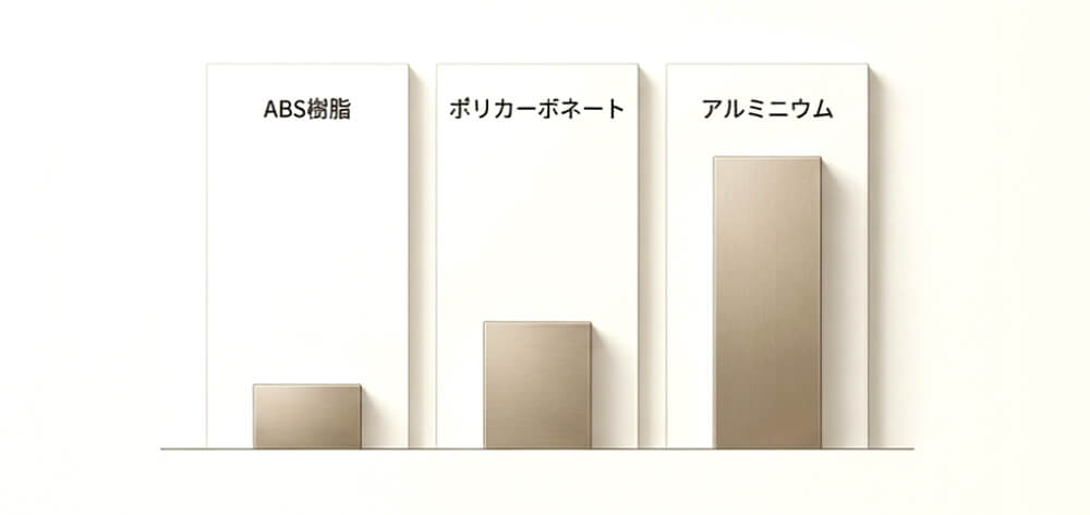 アルミニウムと他の素材との耐久性をグラフにした画像